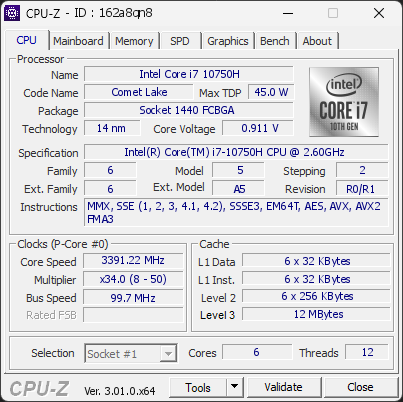 CPU-Z screenshot for 162a8qn8