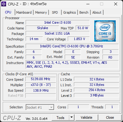 CPU-Z screenshot for 4tw5wr5e