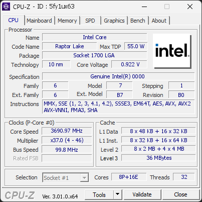 CPU-Z screenshot for 5fy1ux63