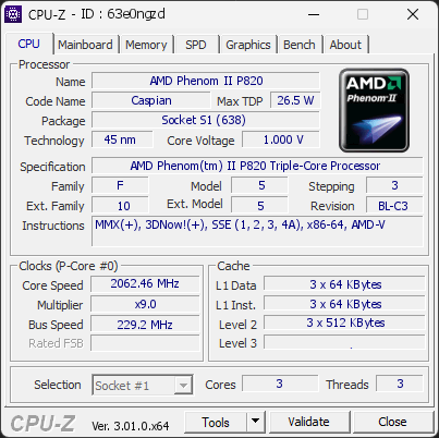 CPU-Z screenshot for 63e0ngzd