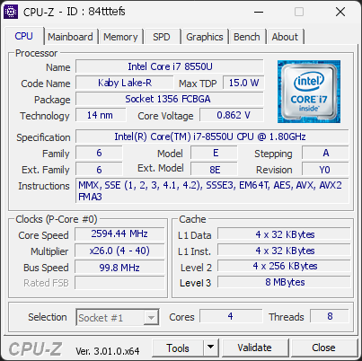 CPU-Z screenshot for 84tttefs
