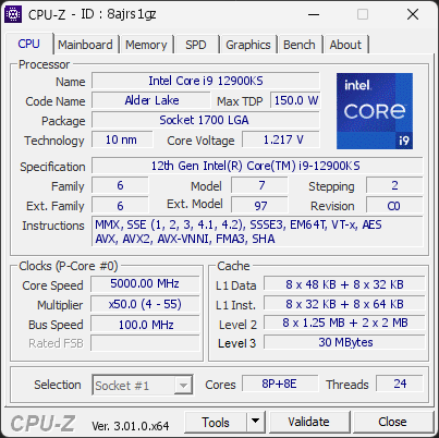 CPU-Z screenshot for 8ajrs1gz