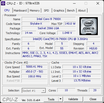 CPU-Z screenshot for 978sw326