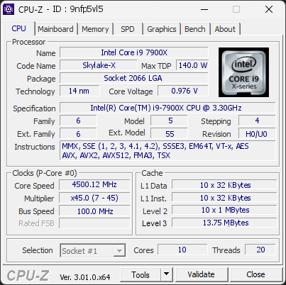 CPU-Z screenshot for 9nfp5vl5
