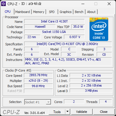 CPU-Z screenshot for a0r4ikdz