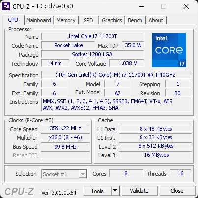 CPU-Z screenshot for d7ue0js0