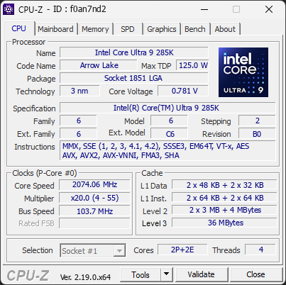 CPU-Z screenshot for f0an7nd2