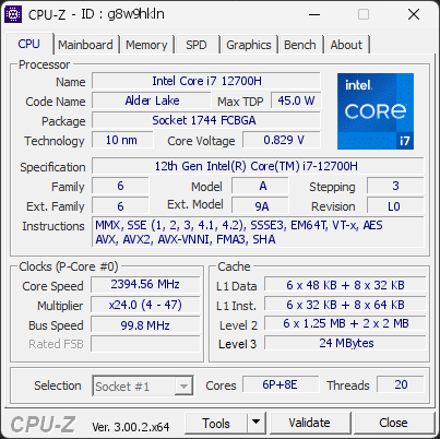 CPU-Z screenshot for g8w9hkln