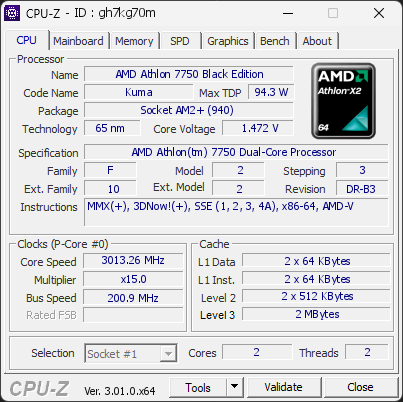 CPU-Z screenshot for gh7kg70m