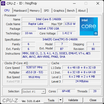 CPU-Z screenshot for hisgfnqy