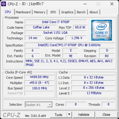 CPU-Z screenshot for j1zp85c7