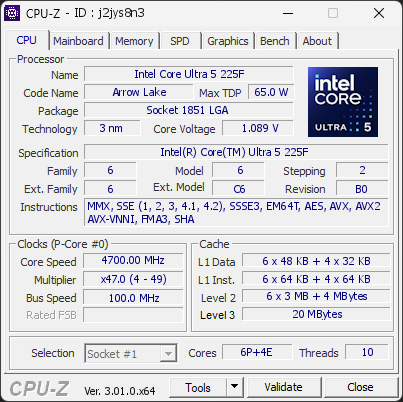 CPU-Z screenshot for j2jys8n3