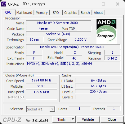 CPU-Z screenshot for jxzezyyb