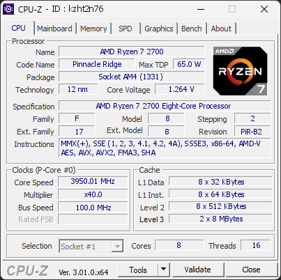CPU-Z screenshot for kzht2n76