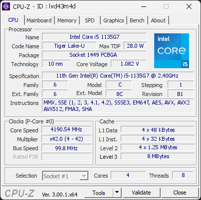 CPU-Z screenshot for lvd43m4d