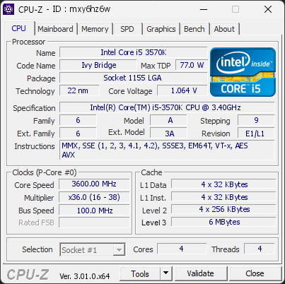 CPU-Z screenshot for mxy6hz6w