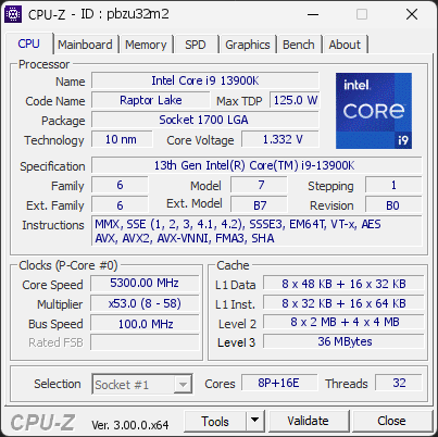 CPU-Z screenshot for pbzu32m2