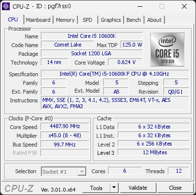 CPU-Z screenshot for pgf7rss0