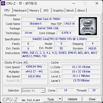 CPU-Z screenshot for qh7djr2j