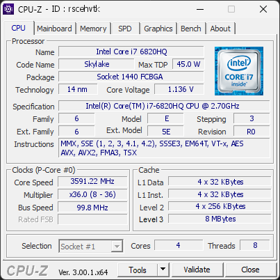 CPU-Z screenshot for rscehvtk