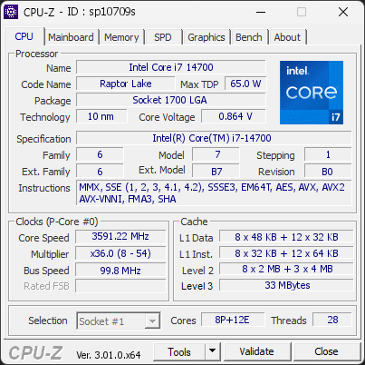 CPU-Z screenshot for sp10709s
