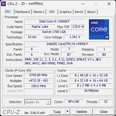 CPU-Z screenshot for vw4ff0mj