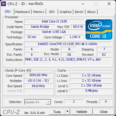 CPU-Z screenshot for wax3te2s