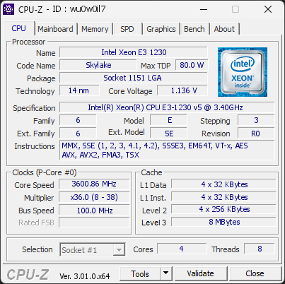 CPU-Z screenshot for wu0w0il7