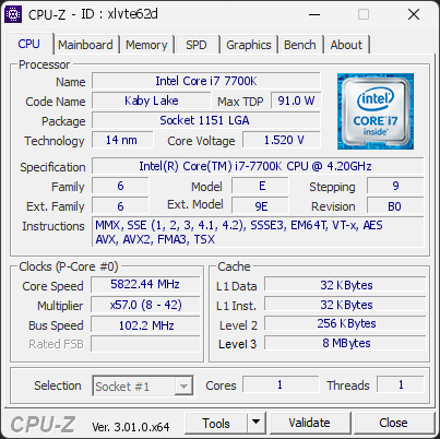 CPU-Z screenshot for xlvte62d