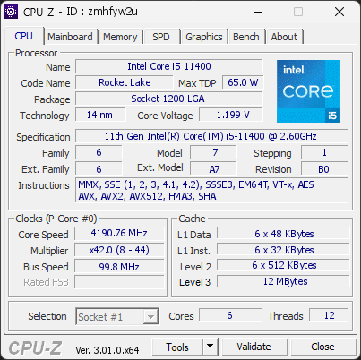 CPU-Z screenshot for zmhfyw2u