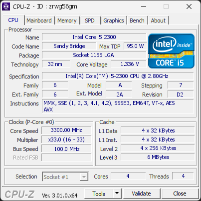 CPU-Z screenshot for zrwg56gm